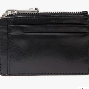 HOBO Kai Leather Cardholder Wallet w/ Keychain (Black) – Zip Coin Pocket | OS